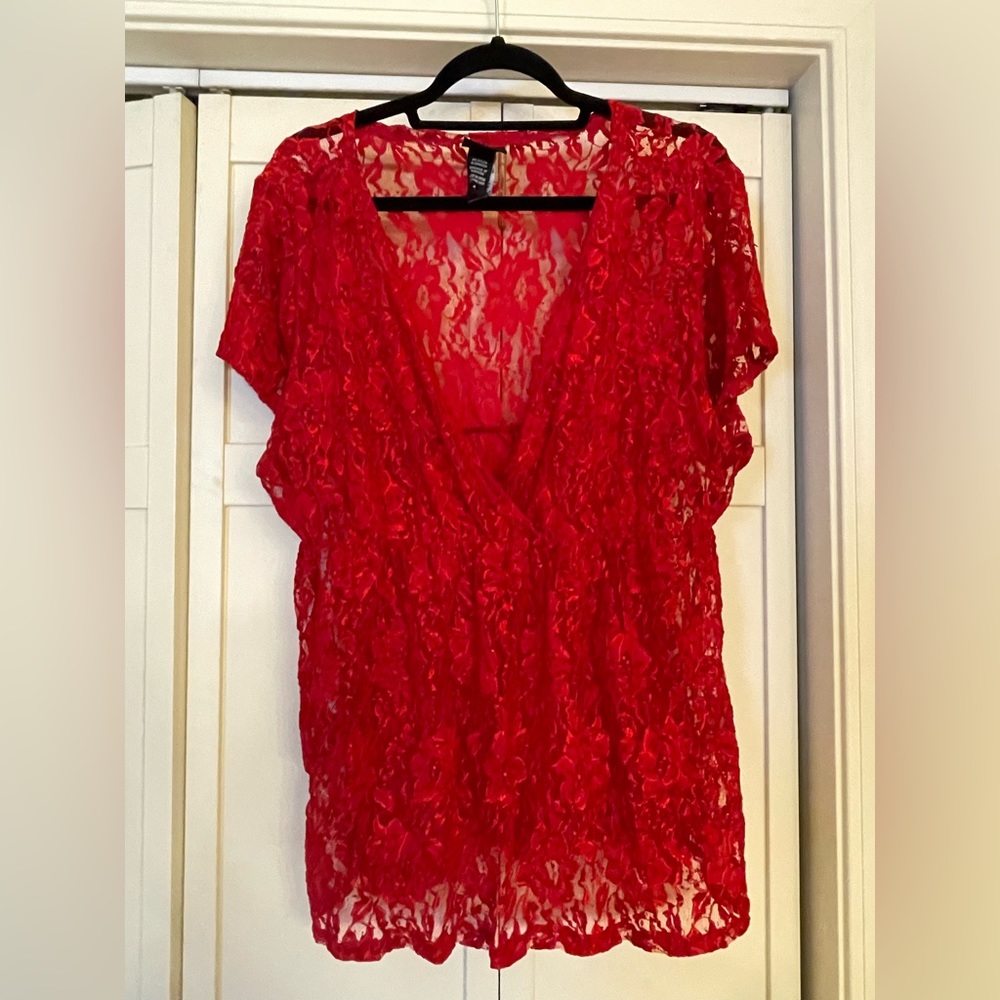 Red torrid lace blouse